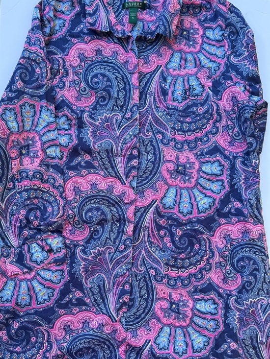 Ralph Lauren Other - Ralph Lauren Navy Paisley Button-Up with Pink and Light Blue Accents sleepwear